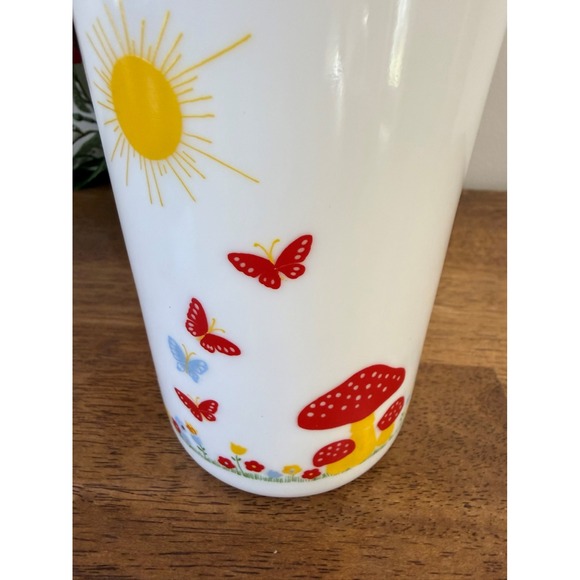 Vintage Cerve Italy‎ Milk Glass Bottle Mushroom Butterfly Sunshine Design Retro - Picture 3 of 10